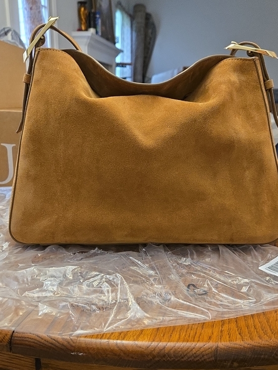J. Crew Handbags - J. Crew Suede Shoulder Bag in Camel Brown
